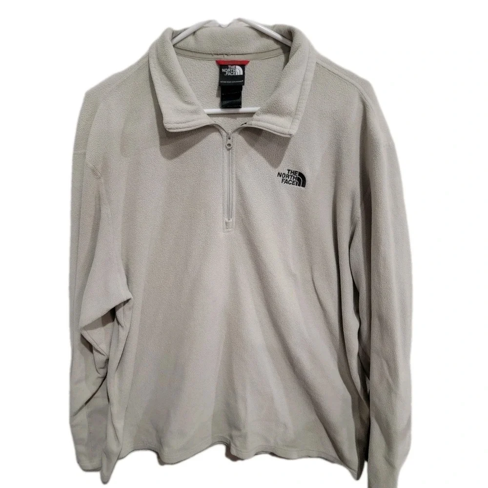 The North Face Men's XL‎ TKA 100 Fleece 1/4 Zip Pullover Jacket Tan Beige Solid